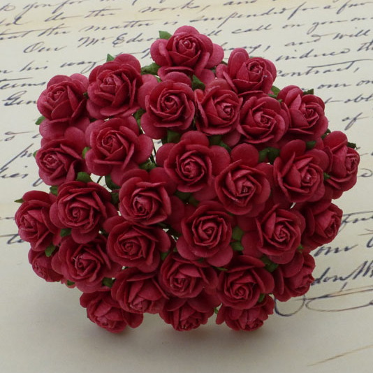 Набір 10 декоративних паперових троянд Coral Red, 15 мм