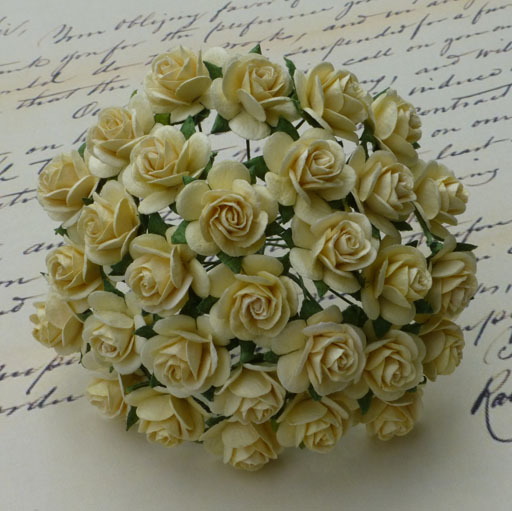Набір 10 декоративних трояндочок Cream кольору, 15 мм