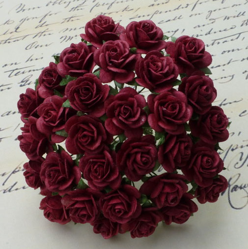 Набор 5 декоративных бумажных роз Burgundy, 25 мм