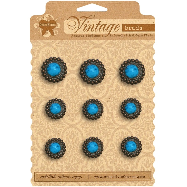 Набір брадс Blue Vintage Marble від Creative Charms, 9 шт