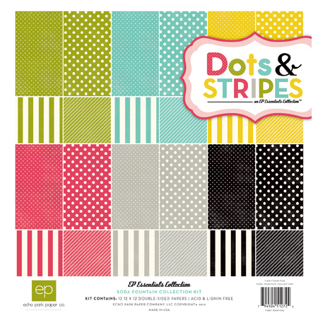 Набір паперу Dots & Stripes Soda Fountain 30х30 см 12 аркушів від Echo Park