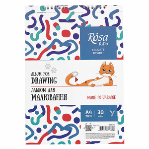 Альбом на спирали для рисования, Cats, А4, 100г/м2, 30л, ROSA Kids