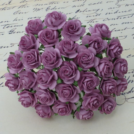 Набір 10 декоративних трояндочок Dark Lilac, 15 мм