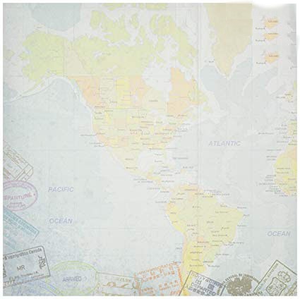 Односторонняя бумага World Travel Eastern Hemisphere Map 30х30 см от Paper House