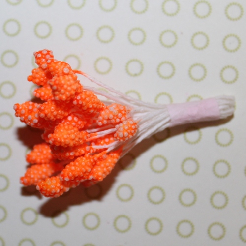 Набор тычинок оранжевого цвета из микробисера, 15 веточек (30 головок)