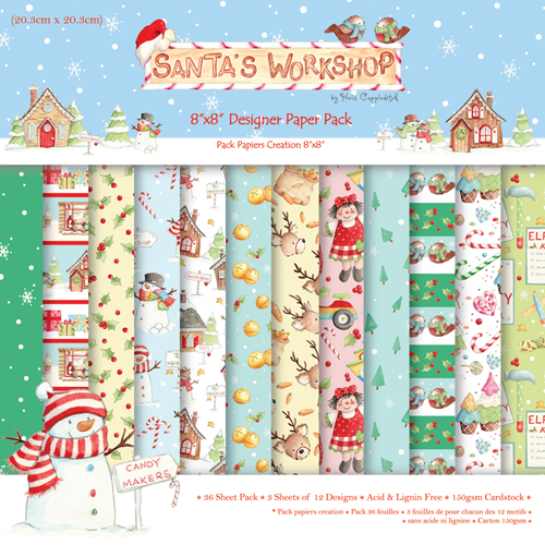 Набор бумаги Santa’s Workshop 20х20 см 12 листов от Helz Cuppleditch