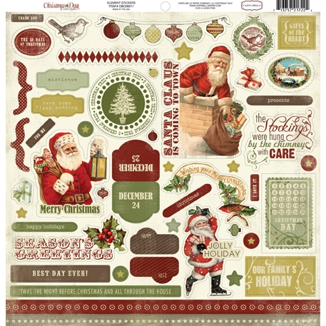 Лист з наклейками Christmas Day 30х30 см від компанії Carta Bella