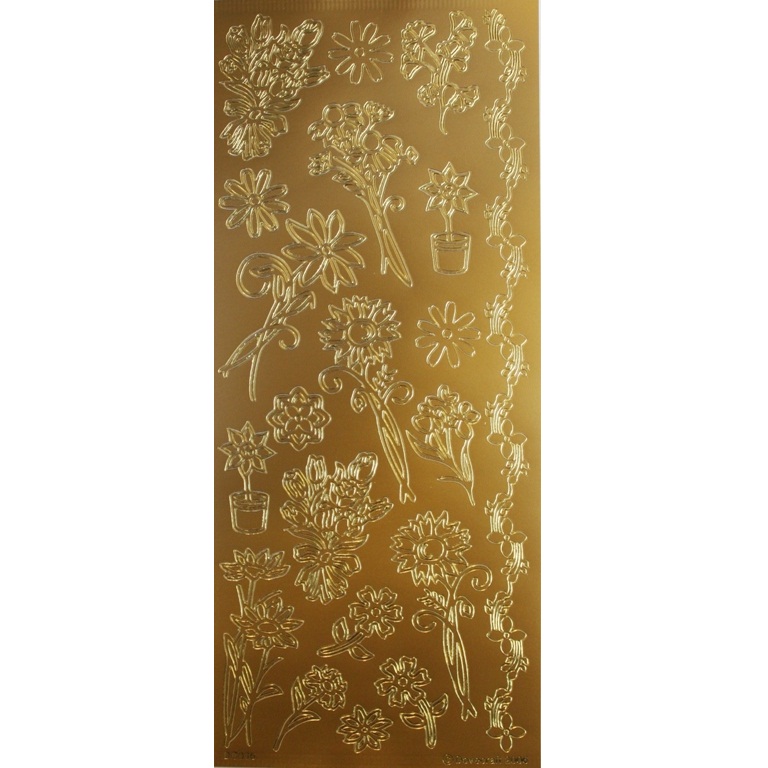 Контурні наклейки золотого кольору Gold Flowers від Dovecraft