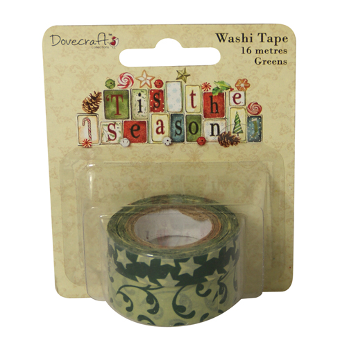 Паперовий скотч 'Tis the Season Green 10 мм і 15 мм від компанії Dovecraft