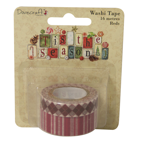 Паперовий скотч 'Tis the Season Red 10 мм і 15 мм від компанії Dovecraft