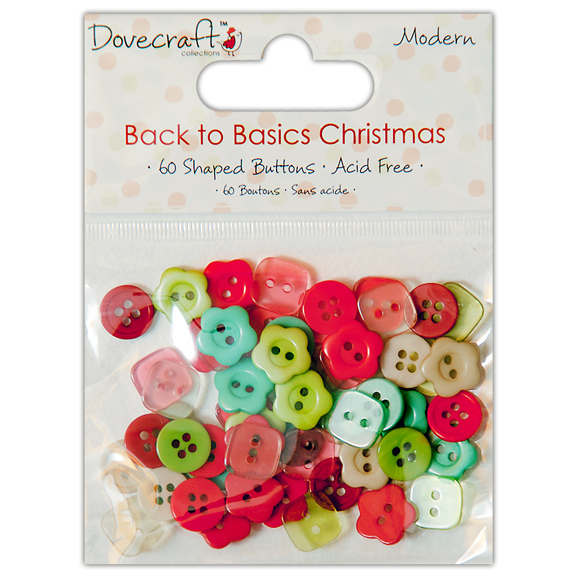 Набір гудзичків Back to Basics Christmas Modern 60 шт від компанії Dovecraft