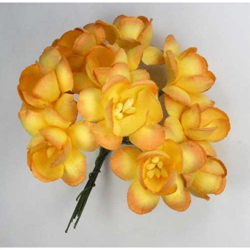 Набір 5 декоративних квіток вишні 2-tone Orange, 3 см