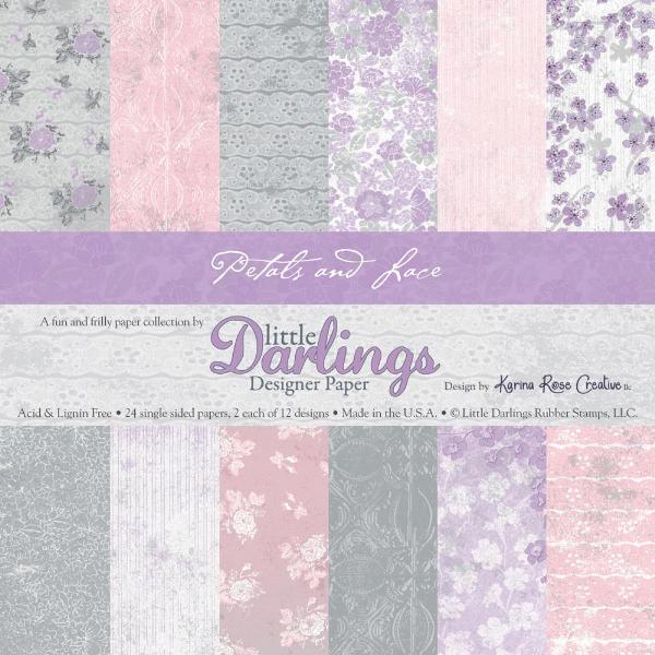 Набір паперу Petals and Lace 12 аркушів 15х15 см від Little Darlings