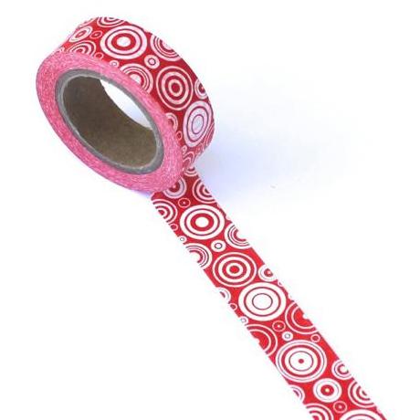 Бумажный скотч Circle Red/White 10 м, 15 мм от компании Eyelet Outlet