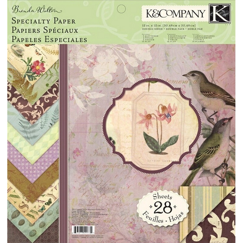 Набір паперу Flora and Fauna 30х30 см 14 аркушів з глітером від K & Company