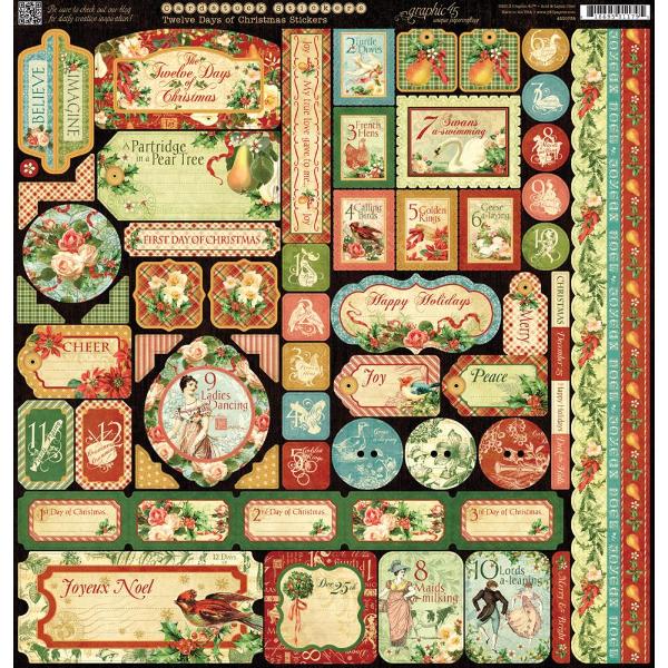 Набор наклеек 12 Days Of Christmas 30х30 см, компании Graphic 45