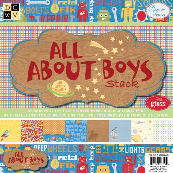Набор бумаги из 24 листов All About Boys 30х30 см от DCWV