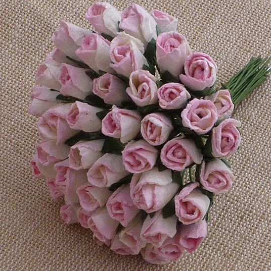 Набір бутонів троянд Baby Pink / Ivory, 10 шт, 8 мм