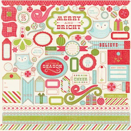 Лист з наклейками Merry and Bright 30х30 см від Carta Bella