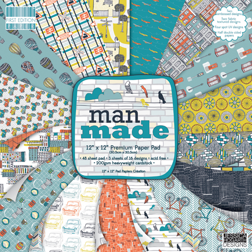 Набір паперу Man Made 30х30 см 16 аркушів від компанії First Edition