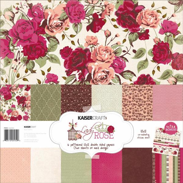 Набір паперу Lady Rose 30х30 см 12 аркушів + наклейки від Kaisercraft