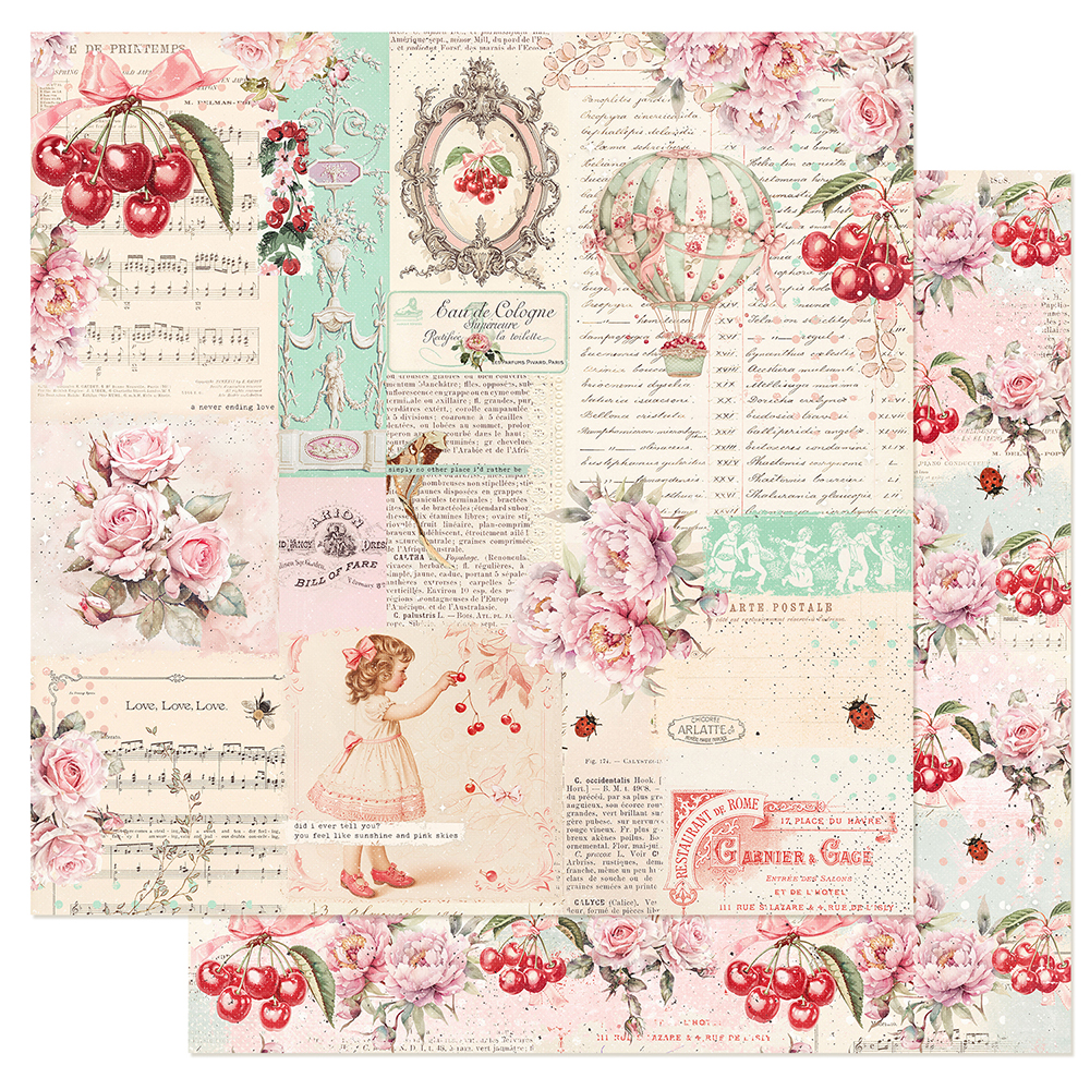 Аркуш двостороннього скраппаперу No Other Place - Cherry Sweet, 30x30 см, Prima