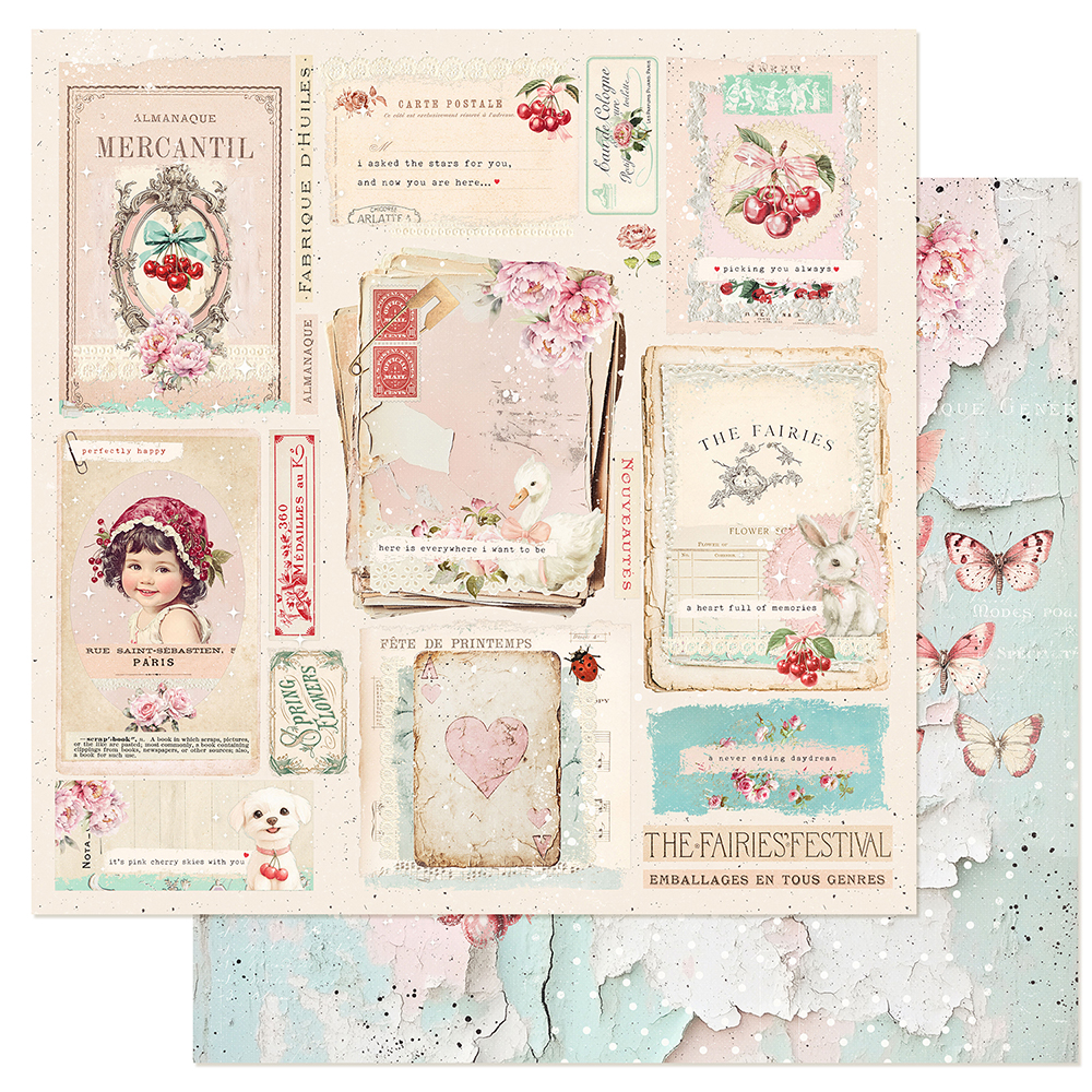 Лист двусторонней скрапбумаги A Never Ending Daydream - Cherry Sweet, 30x30 см, Prima