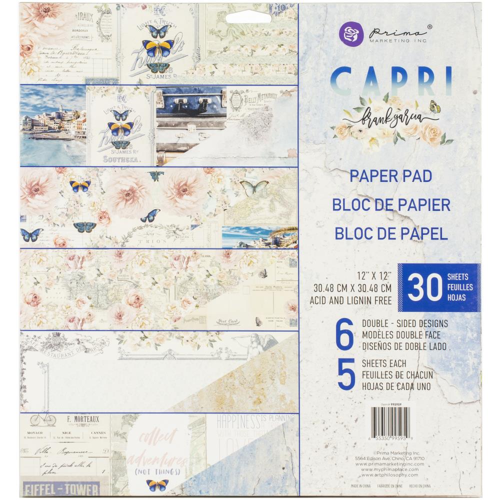 Набор двусторонней скрапбумаги 30х30 см, 6 листов, Capri, Prima