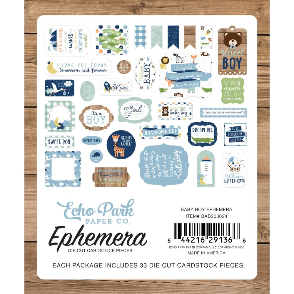 Набор высечек для скрапбукинга Baby Boy - Icons - Ephemera, 33 шт., Echo Park