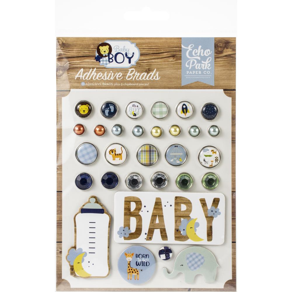 Набор брадсов клеевых (без ножек) для скрапбукинга Baby Boy, Echo Park