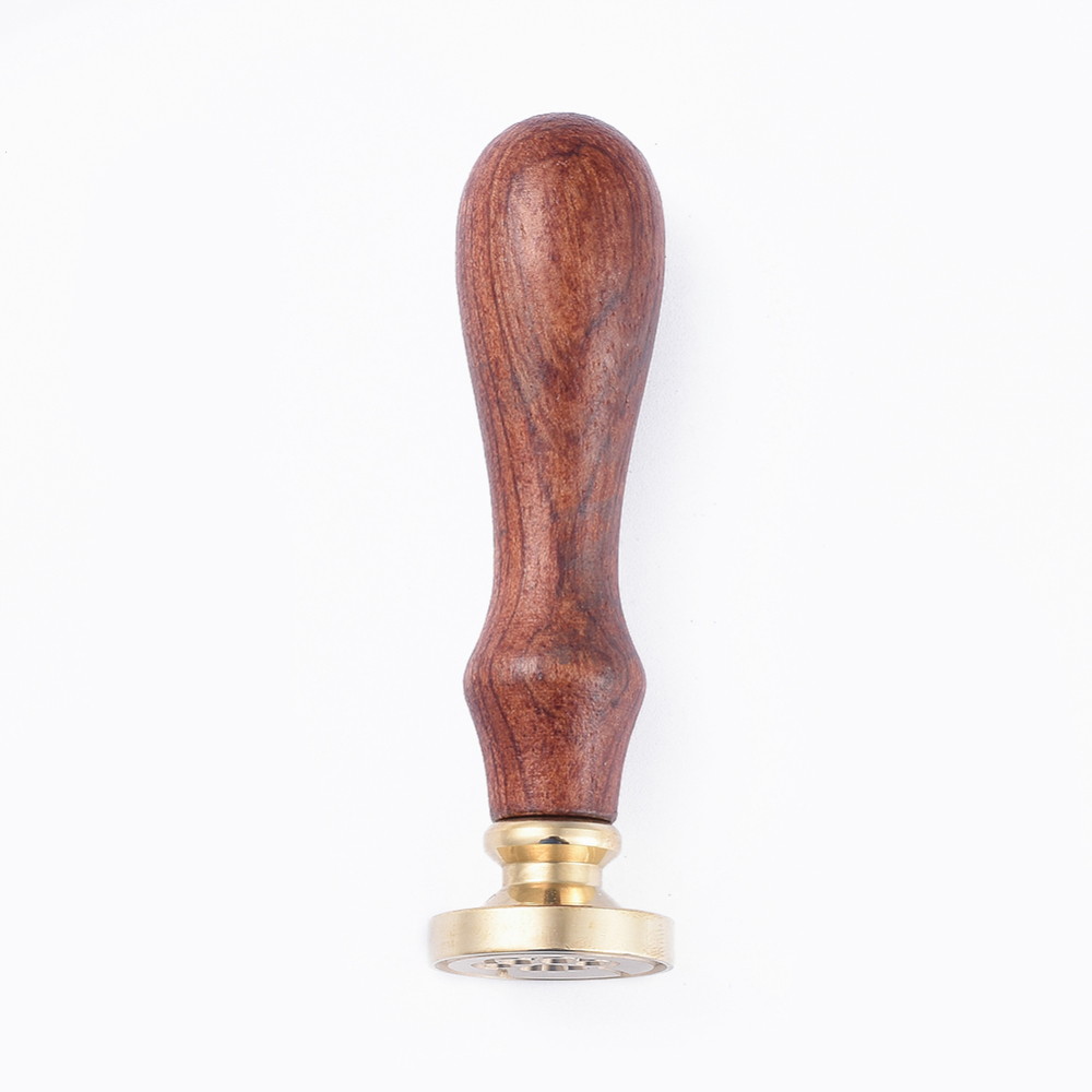 Печатка для сургучу з дерев'яною ручкою, Котяча лапка, латунь, золотий, 90 мм, 25x14,5 мм