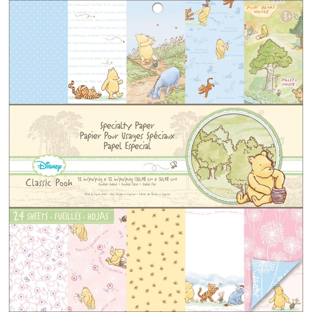 Набор паперу для ськрапбукинга Classic Pooh, 12 двосторонніх аркуша, 30х30 см, EK Success