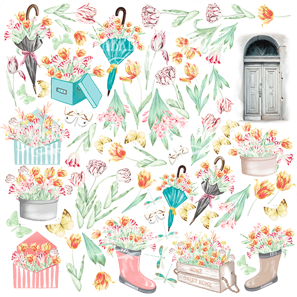 Лист з картинками для вирізання Scent of spring 30,5х30,5 см, Фабрика Декору