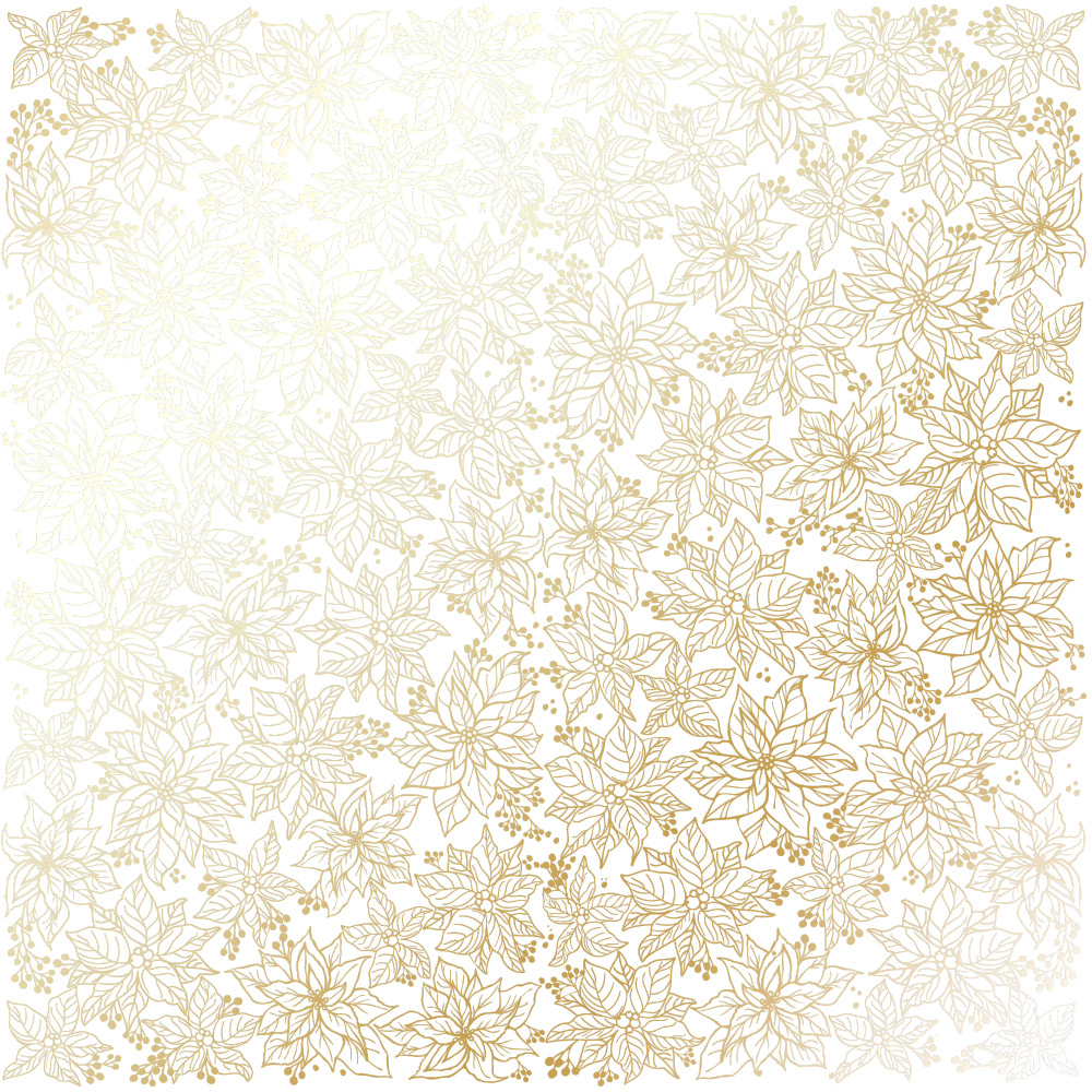 Лист одностороннього паперу з фольгуванням Golden Poinsettia White 30,5х30,5 см