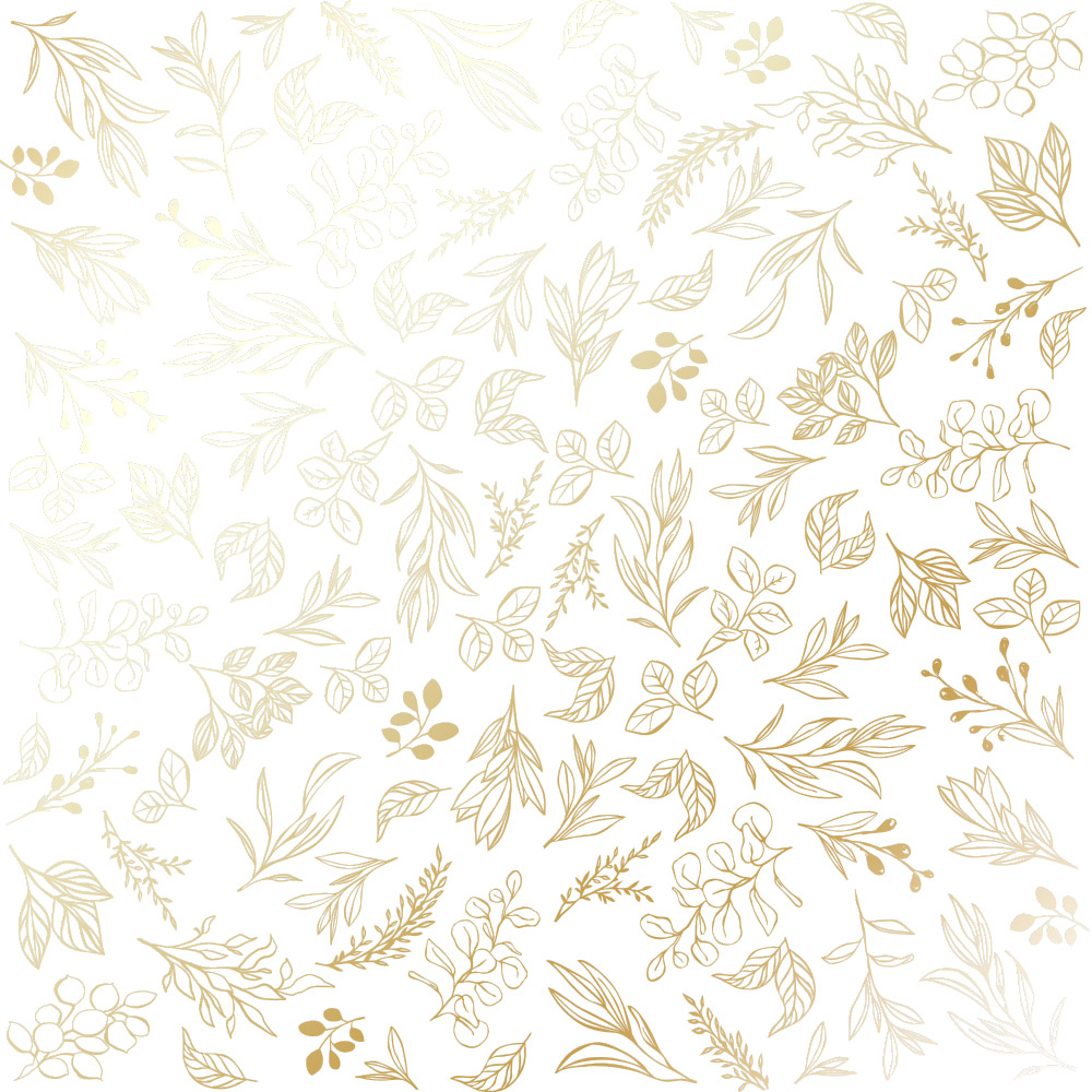 Аркуш паперу з фольгуванням Golden Branches White 30,5х30,5 см, Фабрика Декора