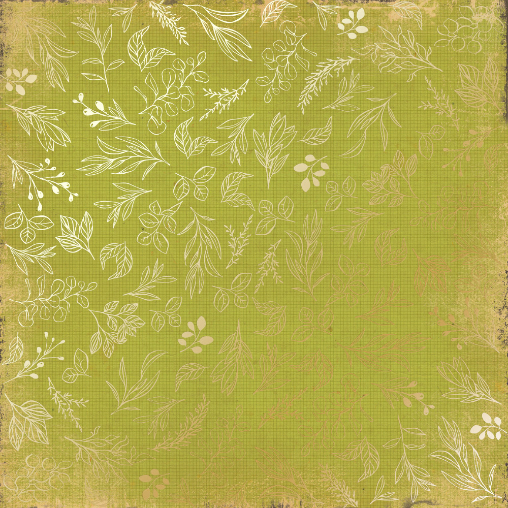 Аркуш паперу з фольгуванням Golden Branches Light green 30,5х30,5 см, Фабрика Декора