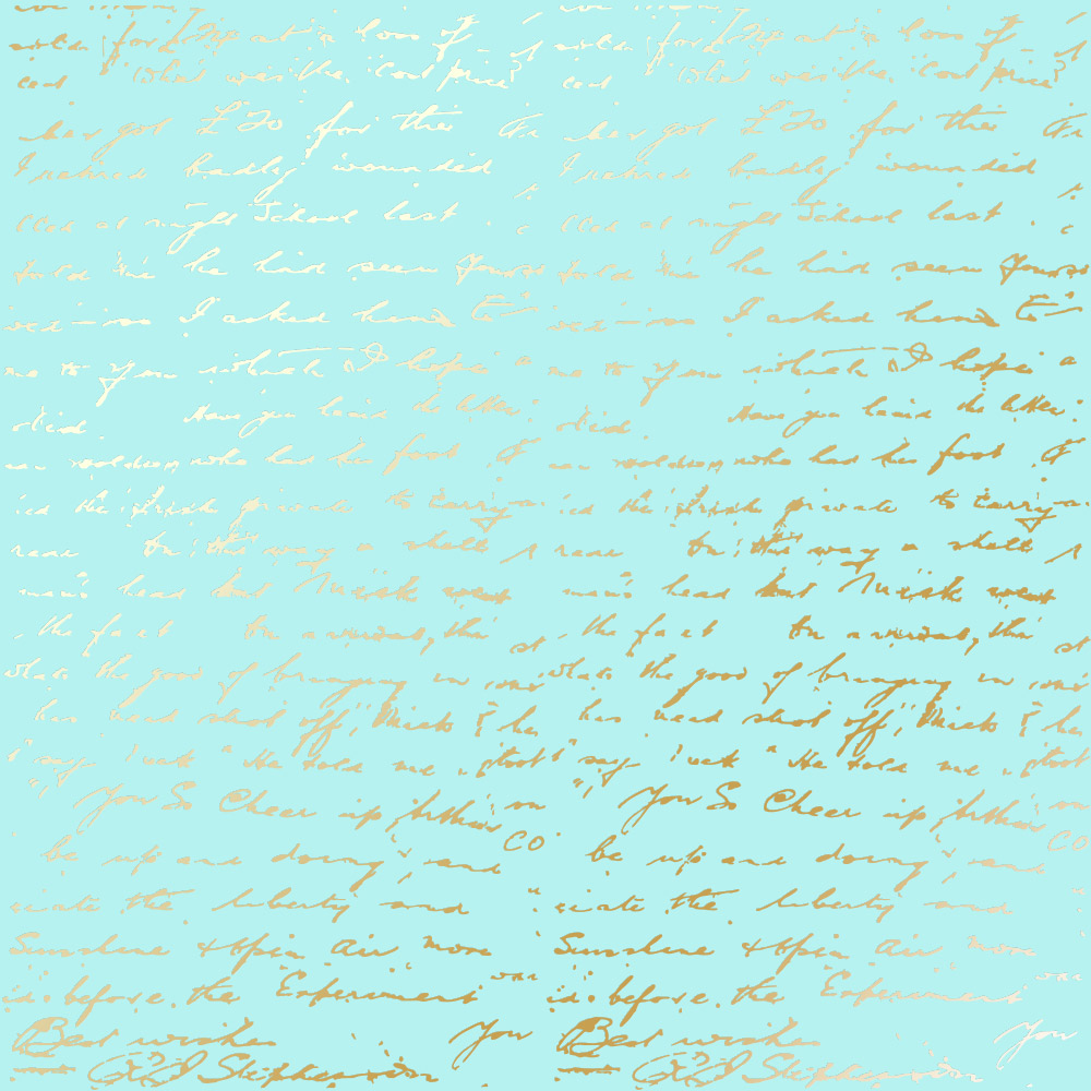 Аркуш паперу з фольгуванням Golden Text Turquoise 30,5х30,5 см, Фабрика Декора