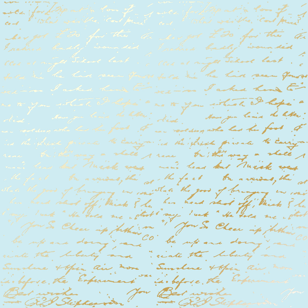 Аркуш паперу з фольгуванням Golden Text Blue 30,5х30,5 см, Фабрика Декора