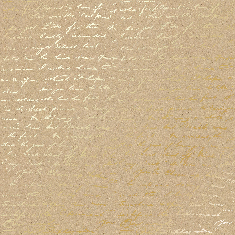 Лист бумаги с фольгированием Golden Text Kraft 30,5х30,5 см, Фабрика Декора