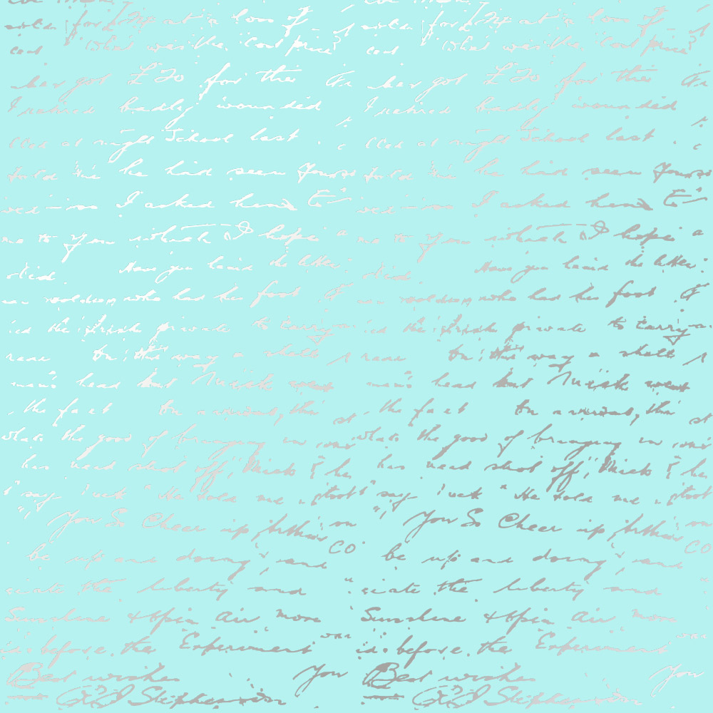 Аркуш паперу з фольгуванням Silver Text Turquoise 30,5х30,5 см, Фабрика Декора