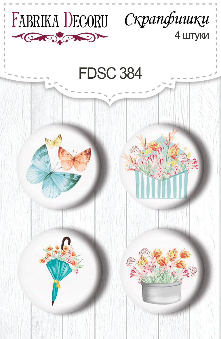 Скрапфішки набір 4шт Scent of spring 1 #384, Фабрика Декора