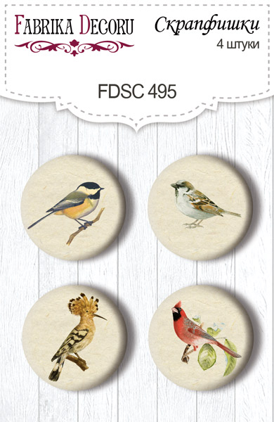 Скрапфішки, набір 4 шт, Summer botanical diary # 495, Фабрика Декору