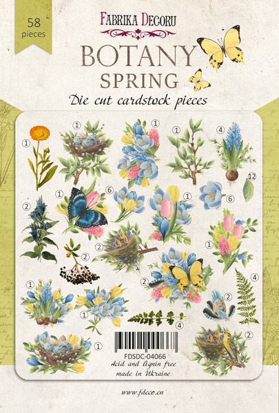 Набор высечек коллекция Spring Botany 58 шт, Фабрика Декора