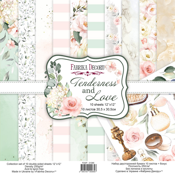 Набор скрапбумаги Tenderness and love 30,5x30,5 см 10 листов, Фабрика Декору