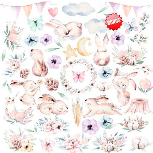 Набор скрапбумаги, Sweet bunny, 10 листов, 30,5x30,5 см, Фабрика Декора