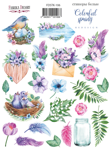 Набір наклейок (стікерів) 23 шт Colorful spring #106, Фабрика Декору