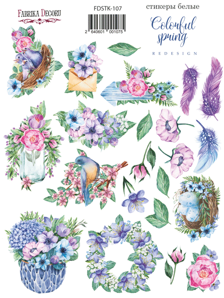 Набір наклейок (стікерів) 22 шт Colorful spring #107, Фабрика Декору