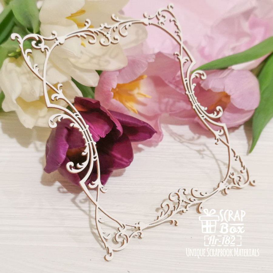 Чипборд большая ажурная рамка Рококо Hr-182, Scrapbox