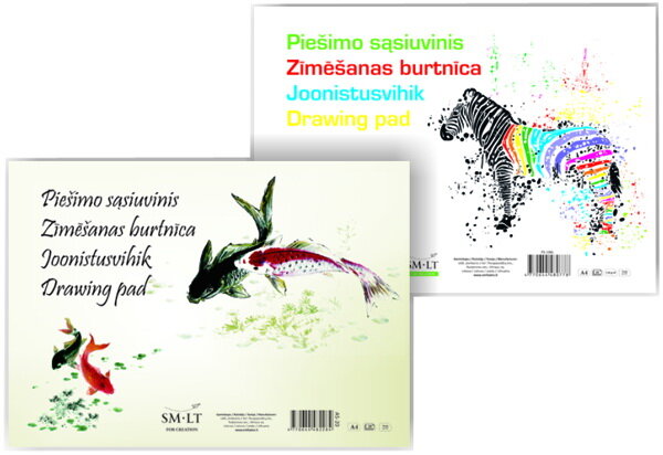 Альбом-склейка для рисунка Зебра, А4, 120г / м2, 10л, Smiltainis