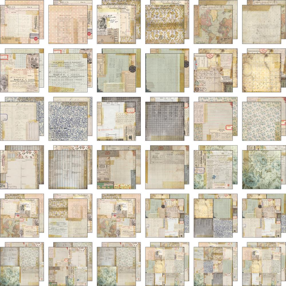 Набор бумаги для скрапбукинга Memoranda, 36 листов, 30х30 см, Tim Holtz